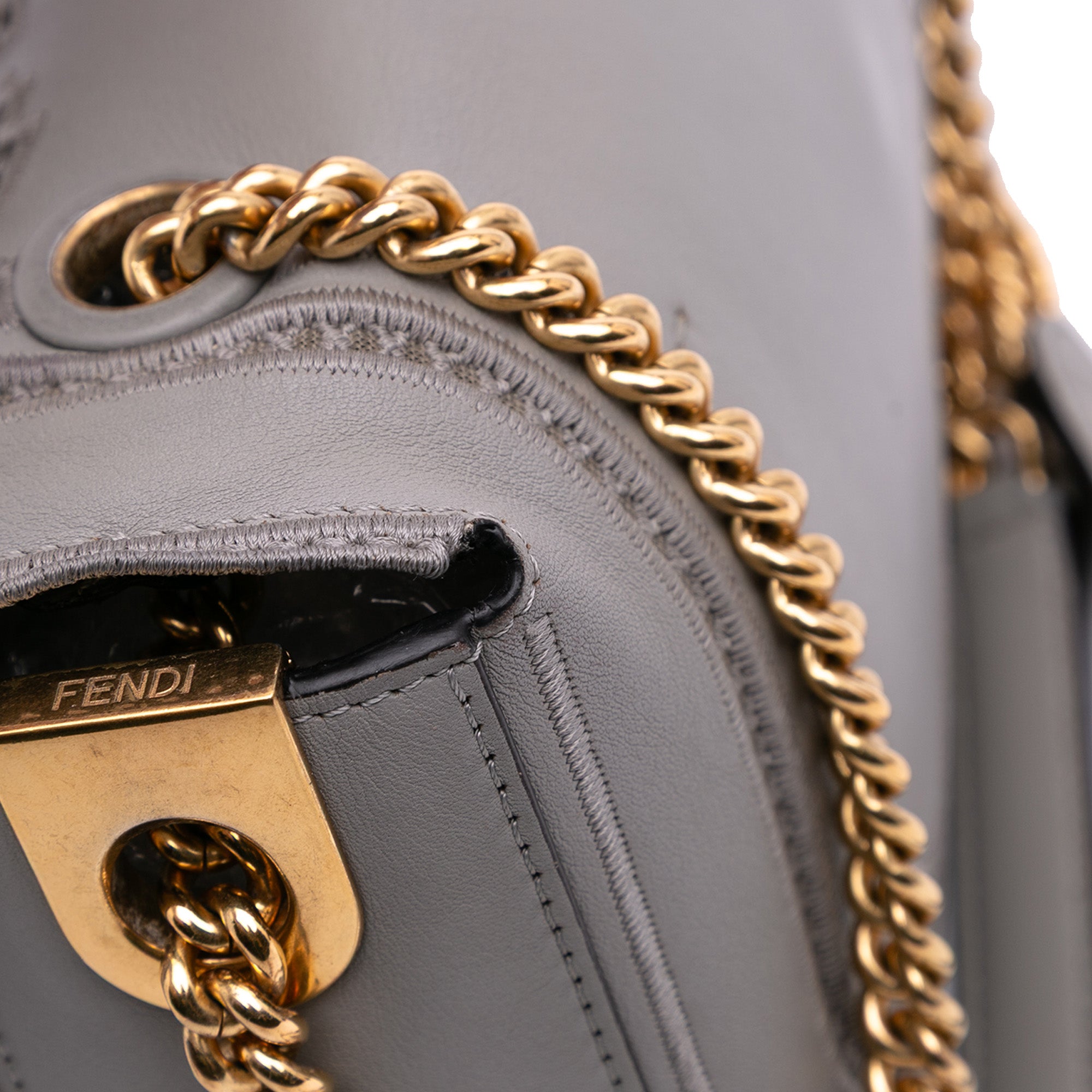Embroidered Lace Leather Baguette Chain