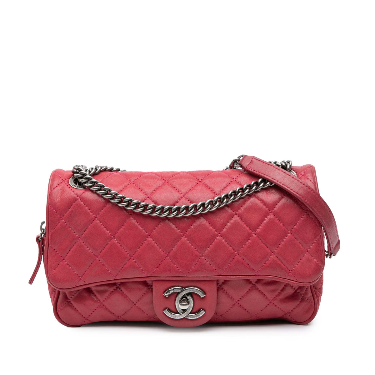 Small Quilted Iridescent Calfskin Shiva Flap