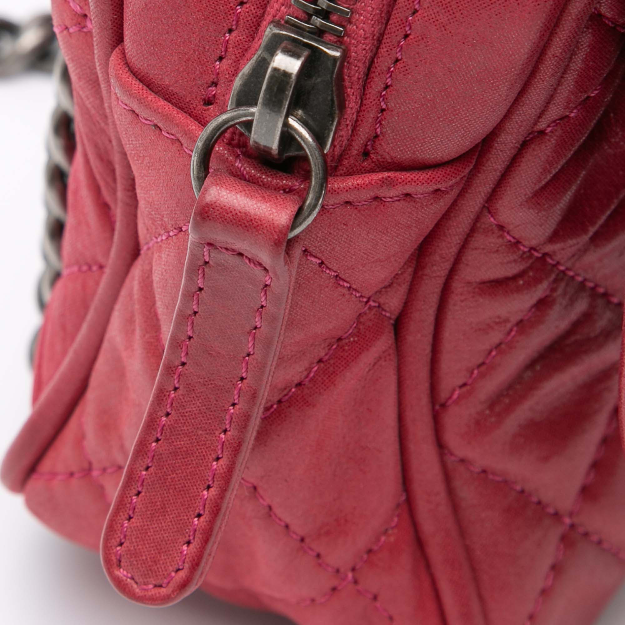 Small Quilted Iridescent Calfskin Shiva Flap
