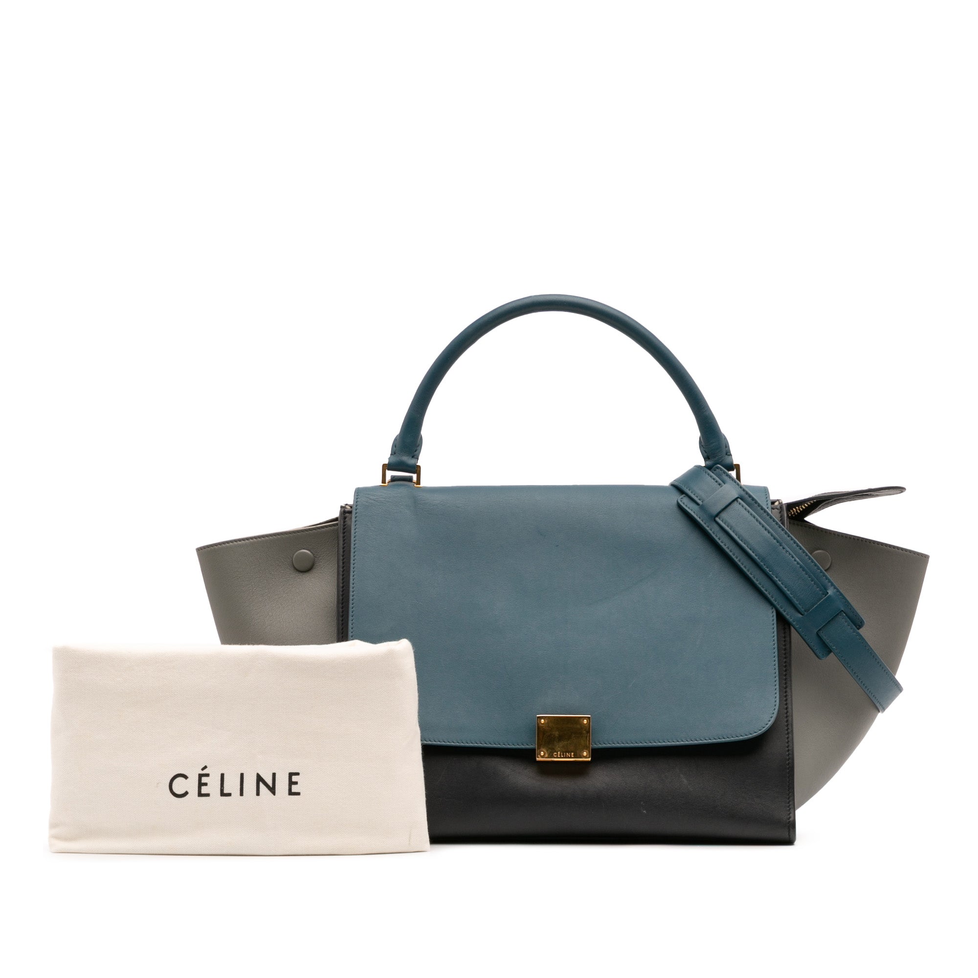 Medium Tricolor Leather Trapeze Satchel
