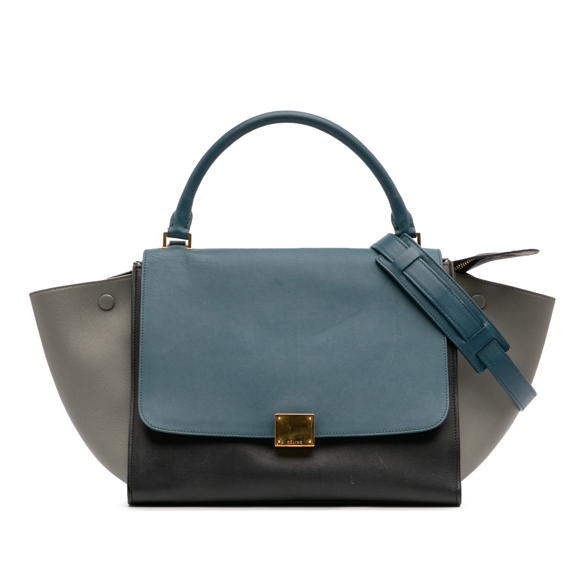 Medium Tricolor Leather Trapeze Satchel