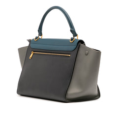 Medium Tricolor Leather Trapeze Satchel