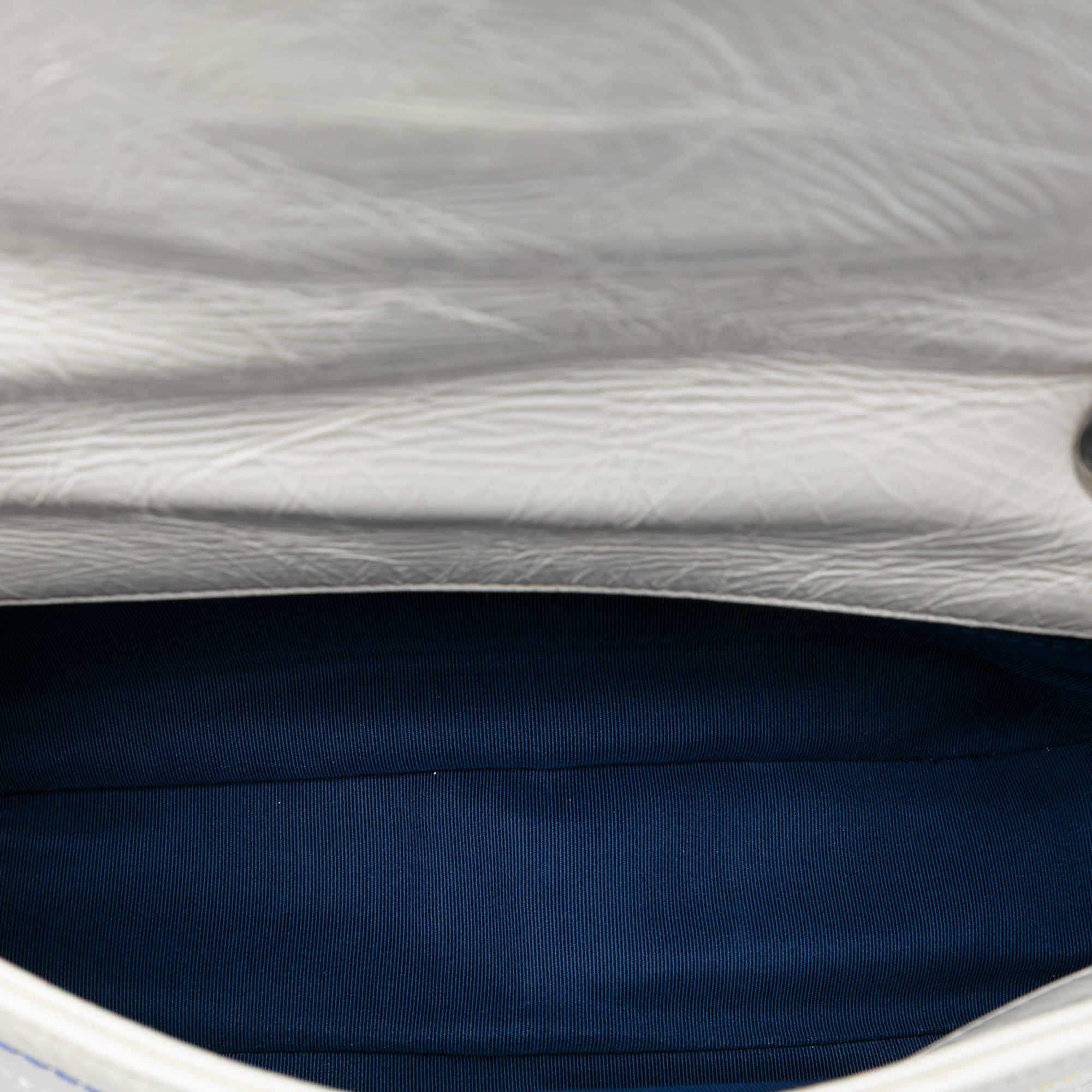 Distressed Calfskin Straight Line Stitch Flap