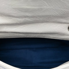 Distressed Calfskin Straight Line Stitch Flap