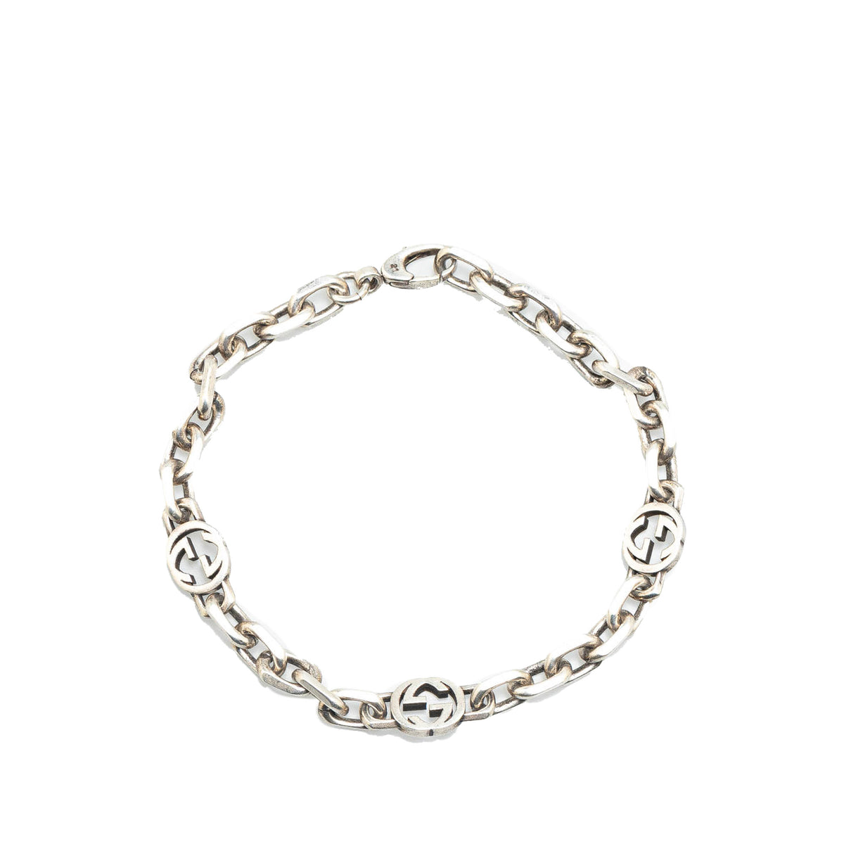 Silver Interlocking G Chain Bracelet