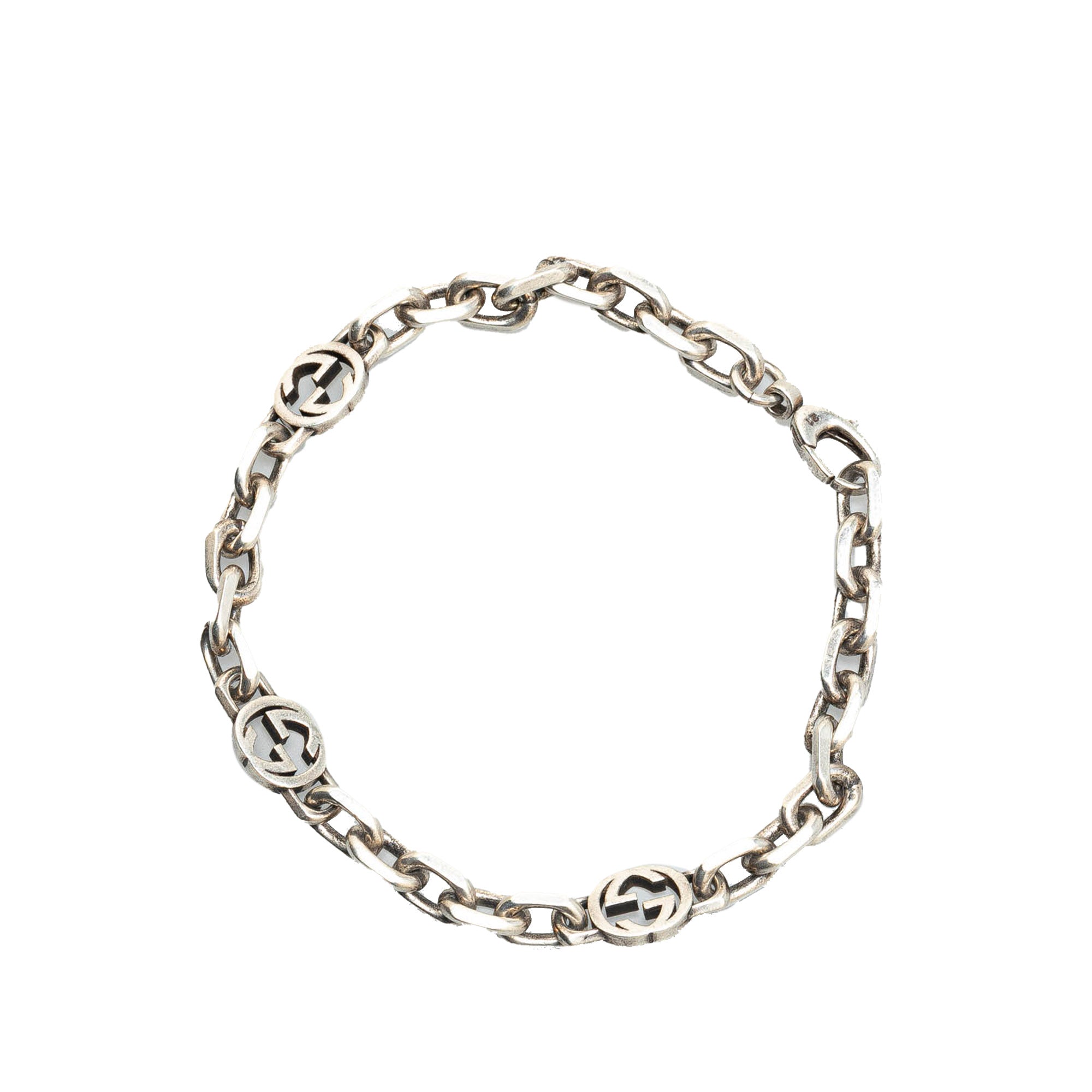 Silver Interlocking G Chain Bracelet