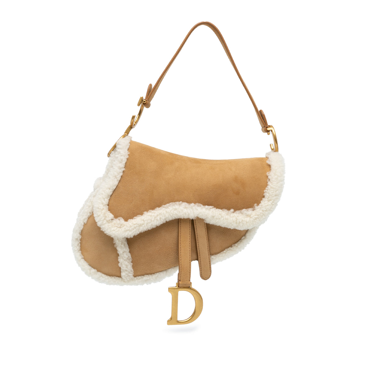 Shearling Suede Saddle Bag