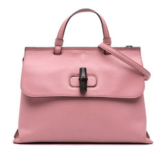 Medium Leather Bamboo Daily Satchel