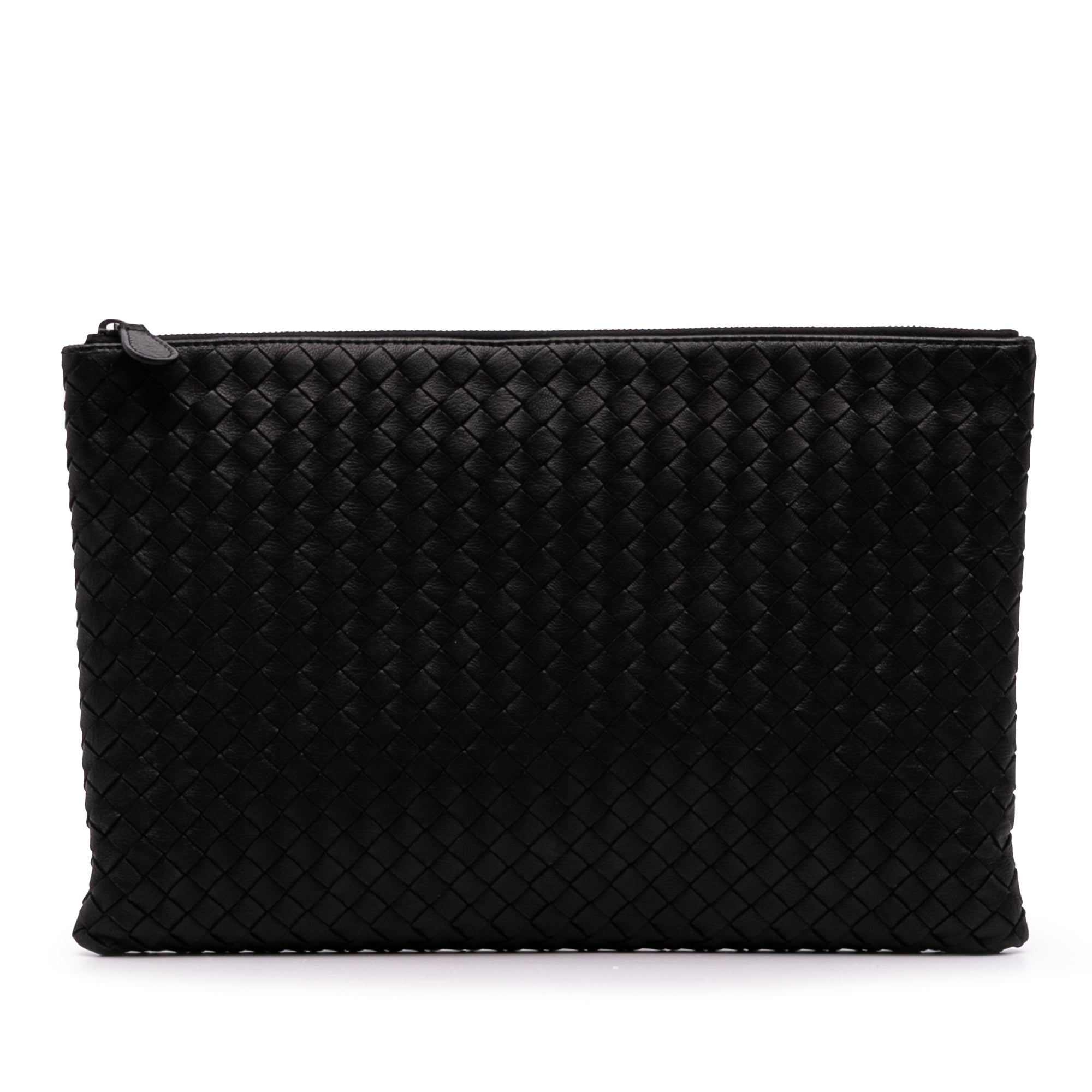 Large Nappa Intrecciato Flat Zip Biletto Pouch