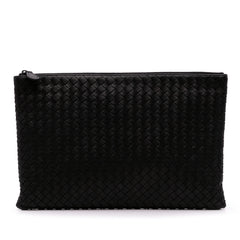 Large Nappa Intrecciato Flat Zip Biletto Pouch