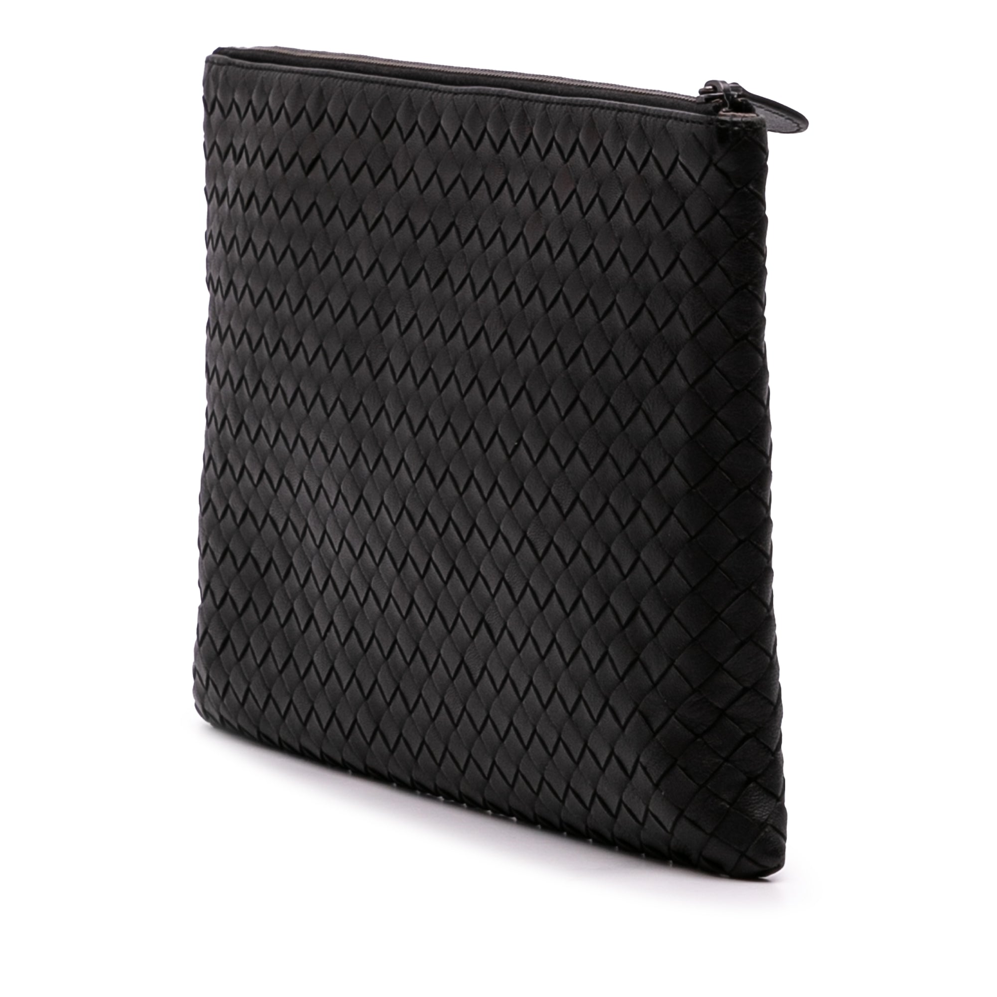 Large Nappa Intrecciato Flat Zip Biletto Pouch