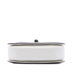 Calfskin Frame Print Bamboo Top Handle Bag