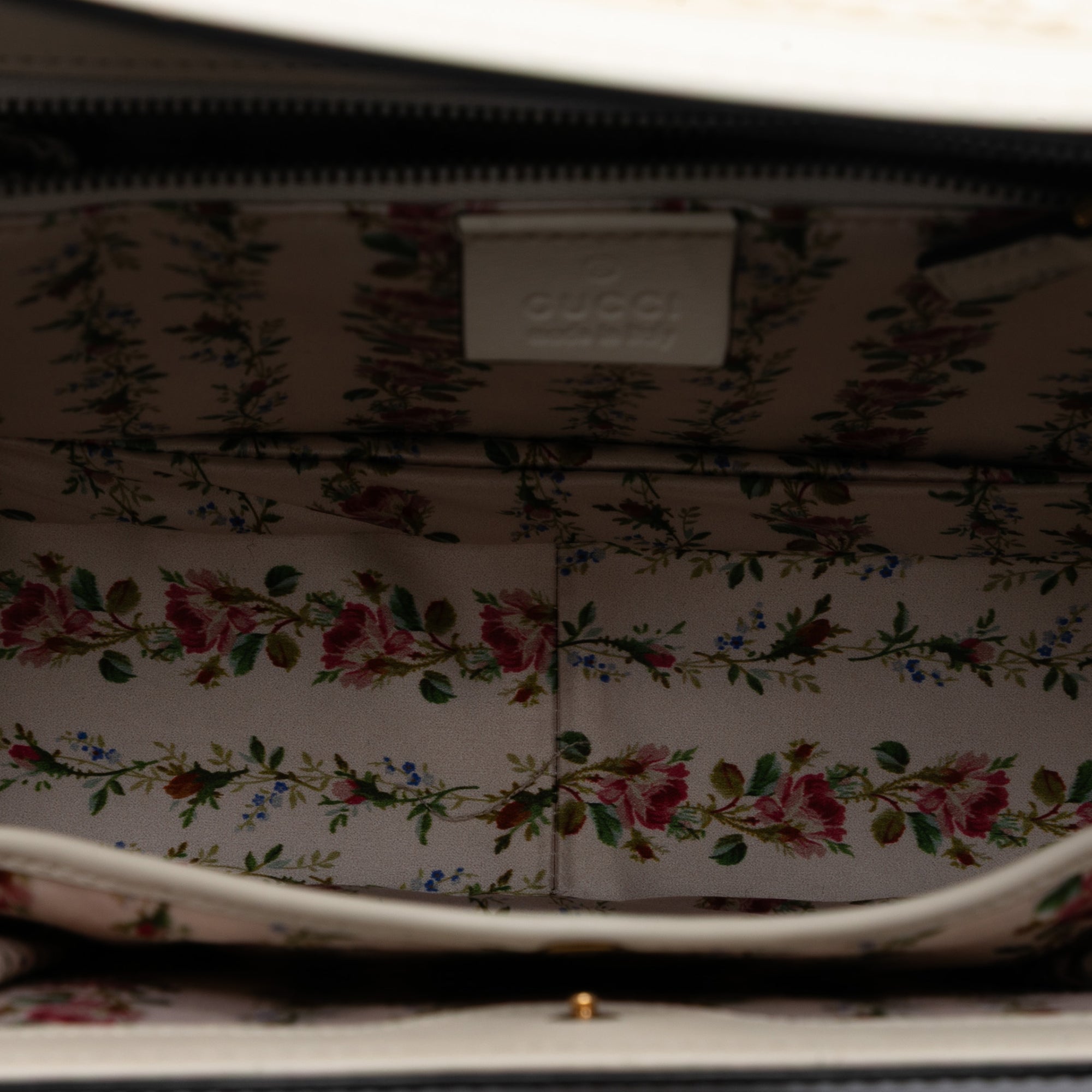 Calfskin Frame Print Bamboo Top Handle Bag