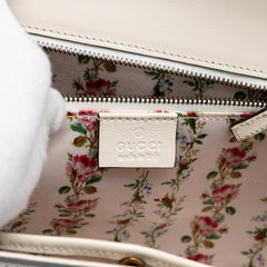 Calfskin Frame Print Bamboo Top Handle Bag