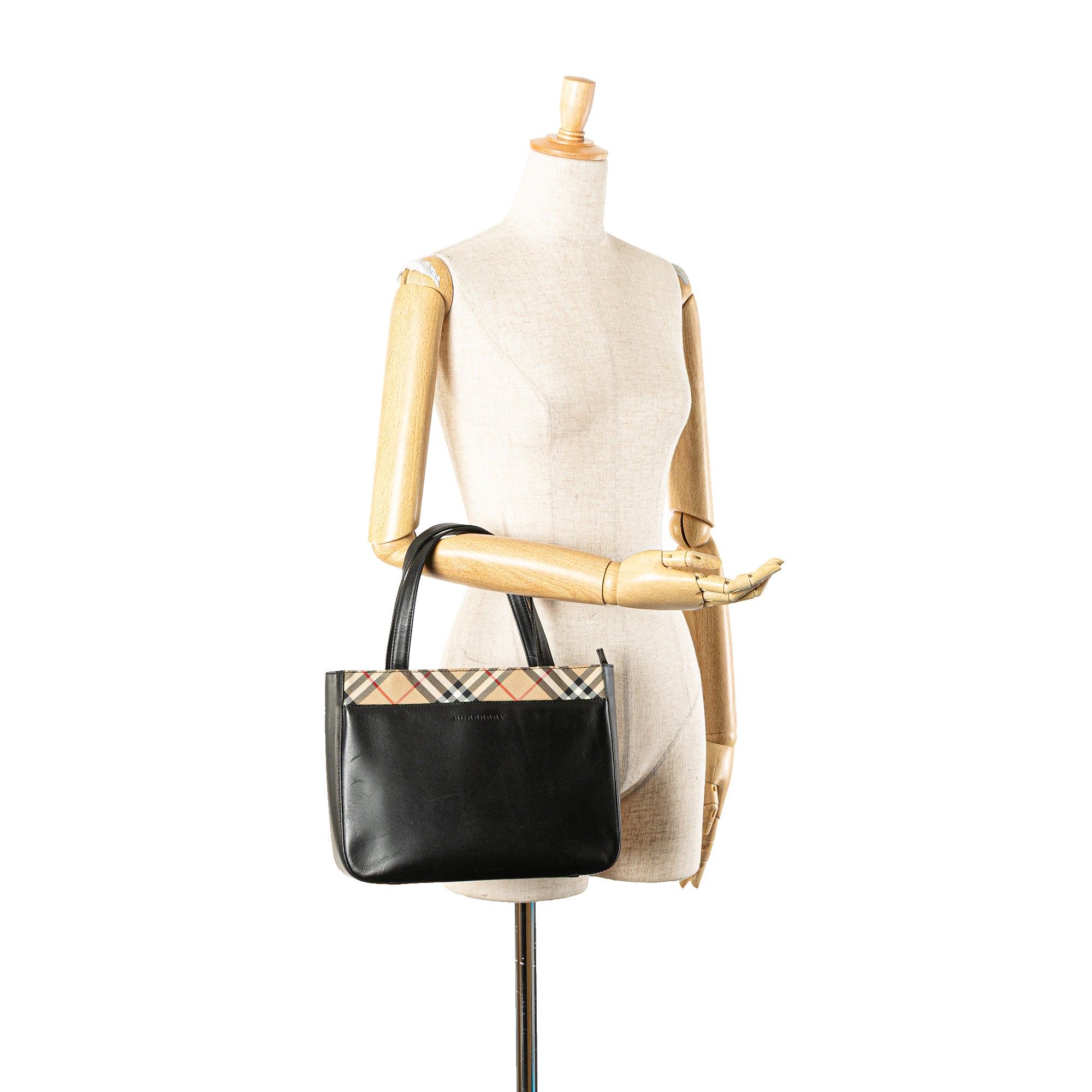 Nova Check Trimmed Leather Handbag