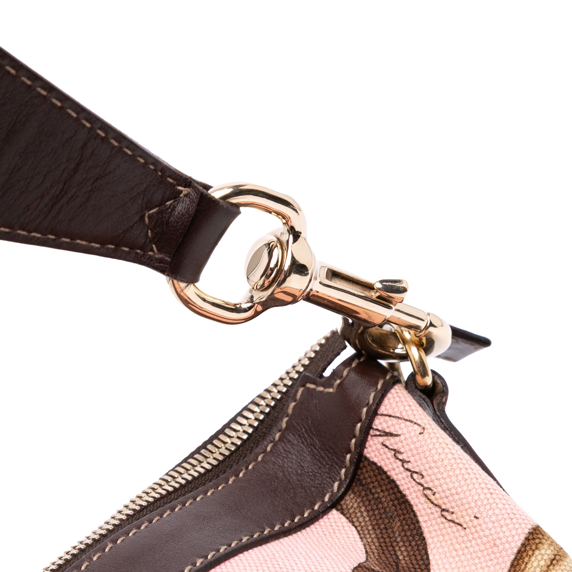 Canvas Bamboo Horsebit Print Hobo