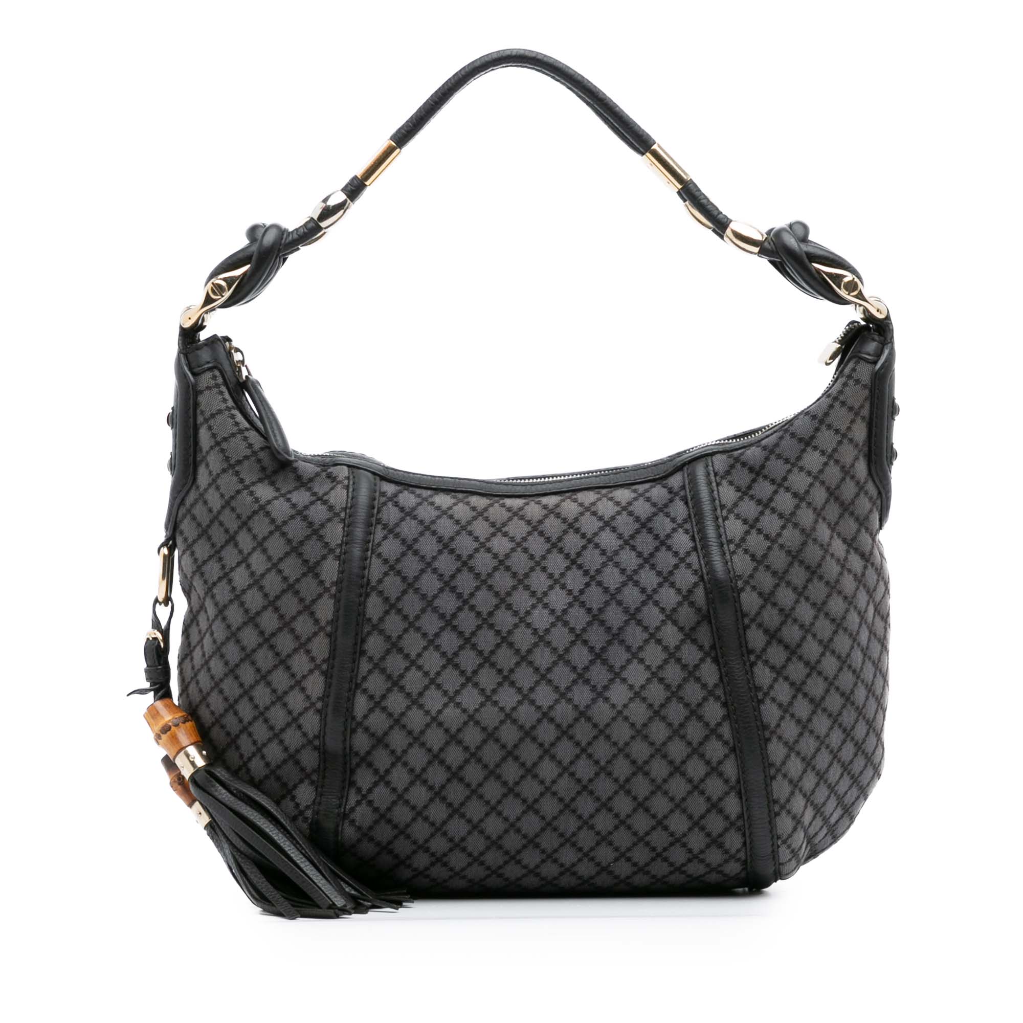 Medium Diamante Canvas Techno Horsebit Hobo
