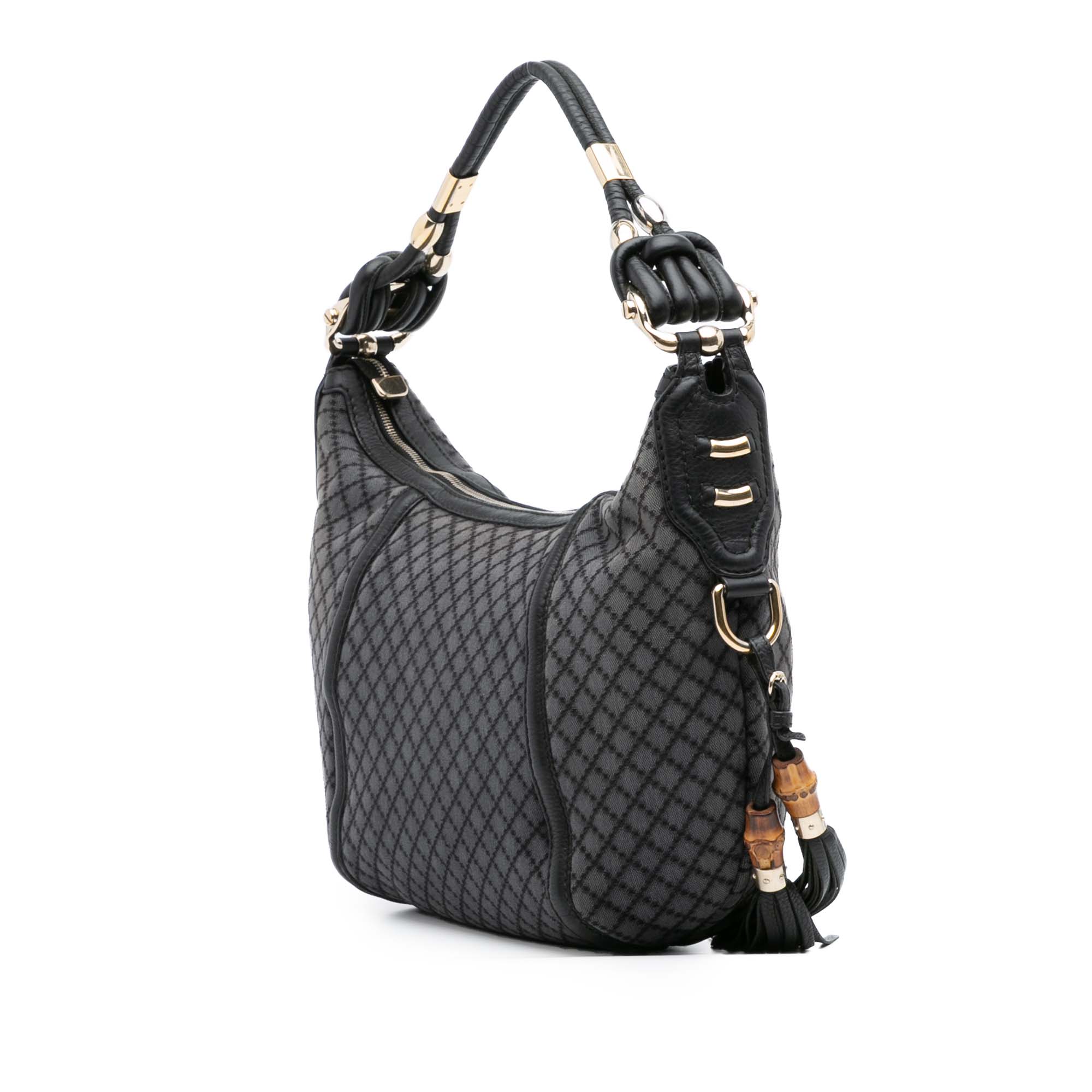 Medium Diamante Canvas Techno Horsebit Hobo