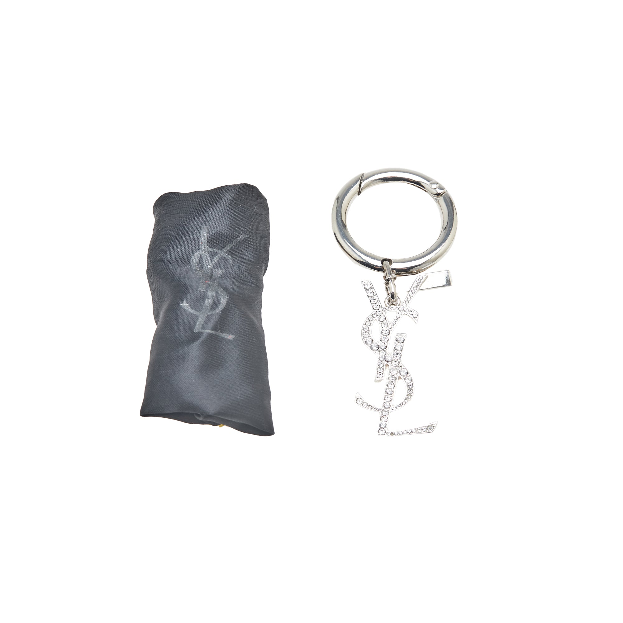Silver Plated Rhinestones Logo Keychain