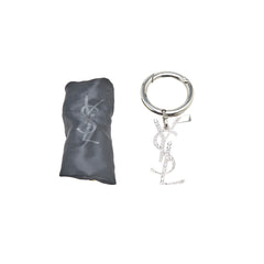 Silver Plated Rhinestones Logo Keychain