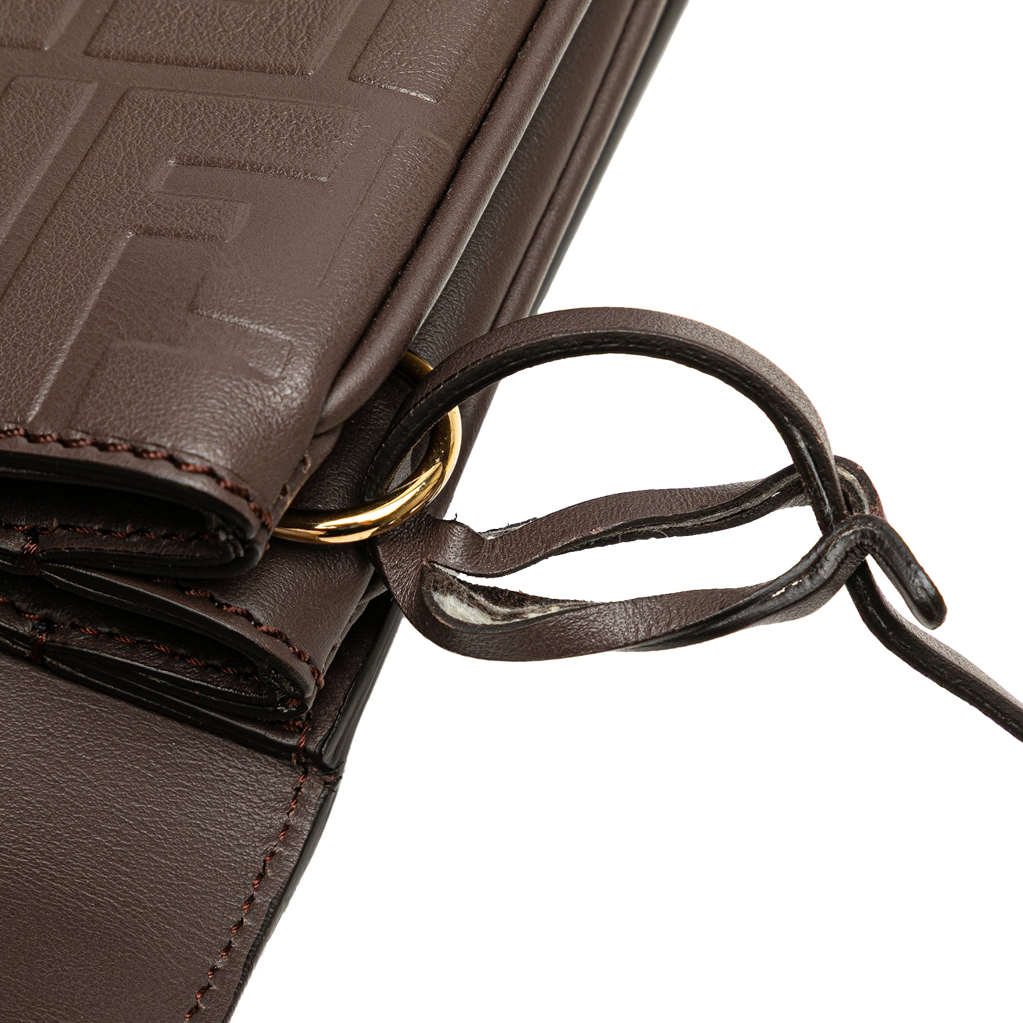 Zucca Embossed Leather Handle Clutch