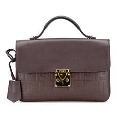Zucca Embossed Leather Handle Clutch