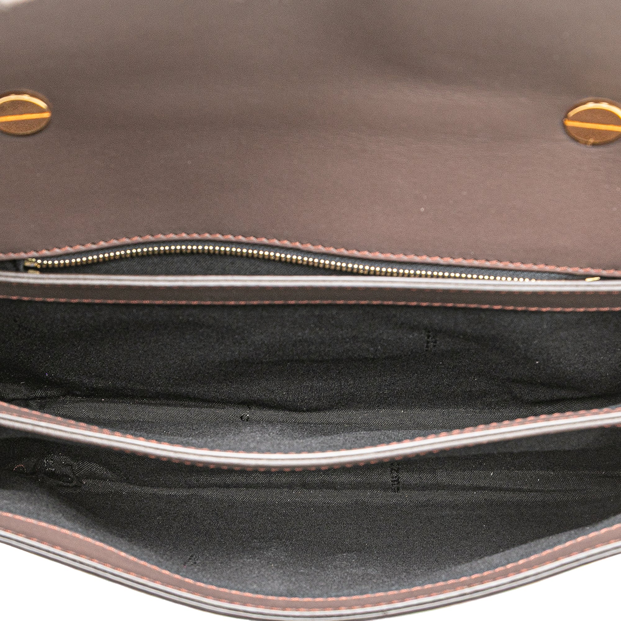 Zucca Embossed Leather Handle Clutch