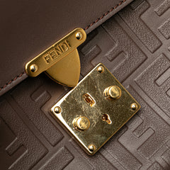 Zucca Embossed Leather Handle Clutch