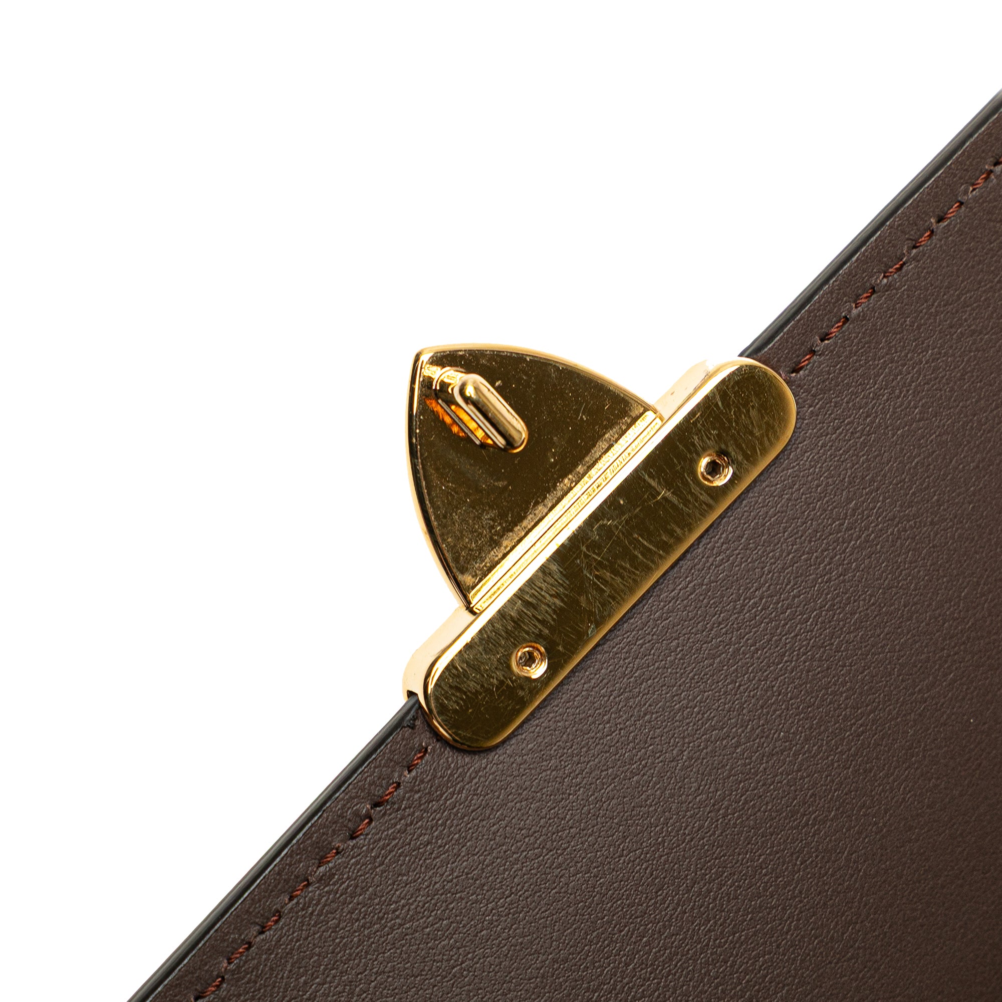 Zucca Embossed Leather Handle Clutch