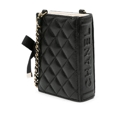 Quilted Lambskin Book Card Holder On Chain