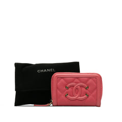 CC Caviar Filigree Zip Around Small Wallet