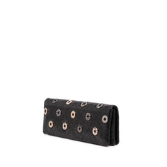Quilted Calfskin Star Attitude Grommet Fold Over Clutch