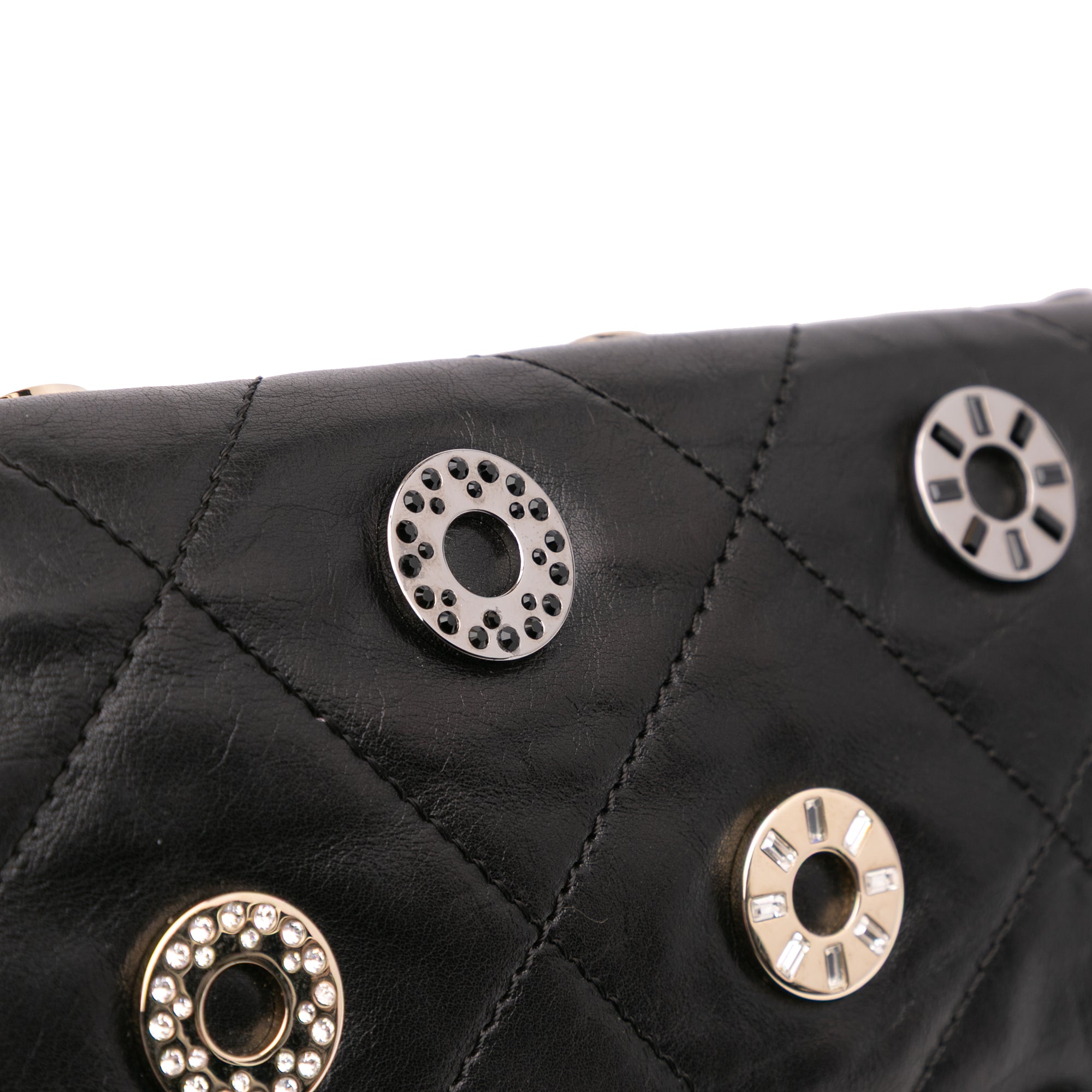 Quilted Calfskin Star Attitude Grommet Fold Over Clutch
