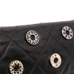 Quilted Calfskin Star Attitude Grommet Fold Over Clutch