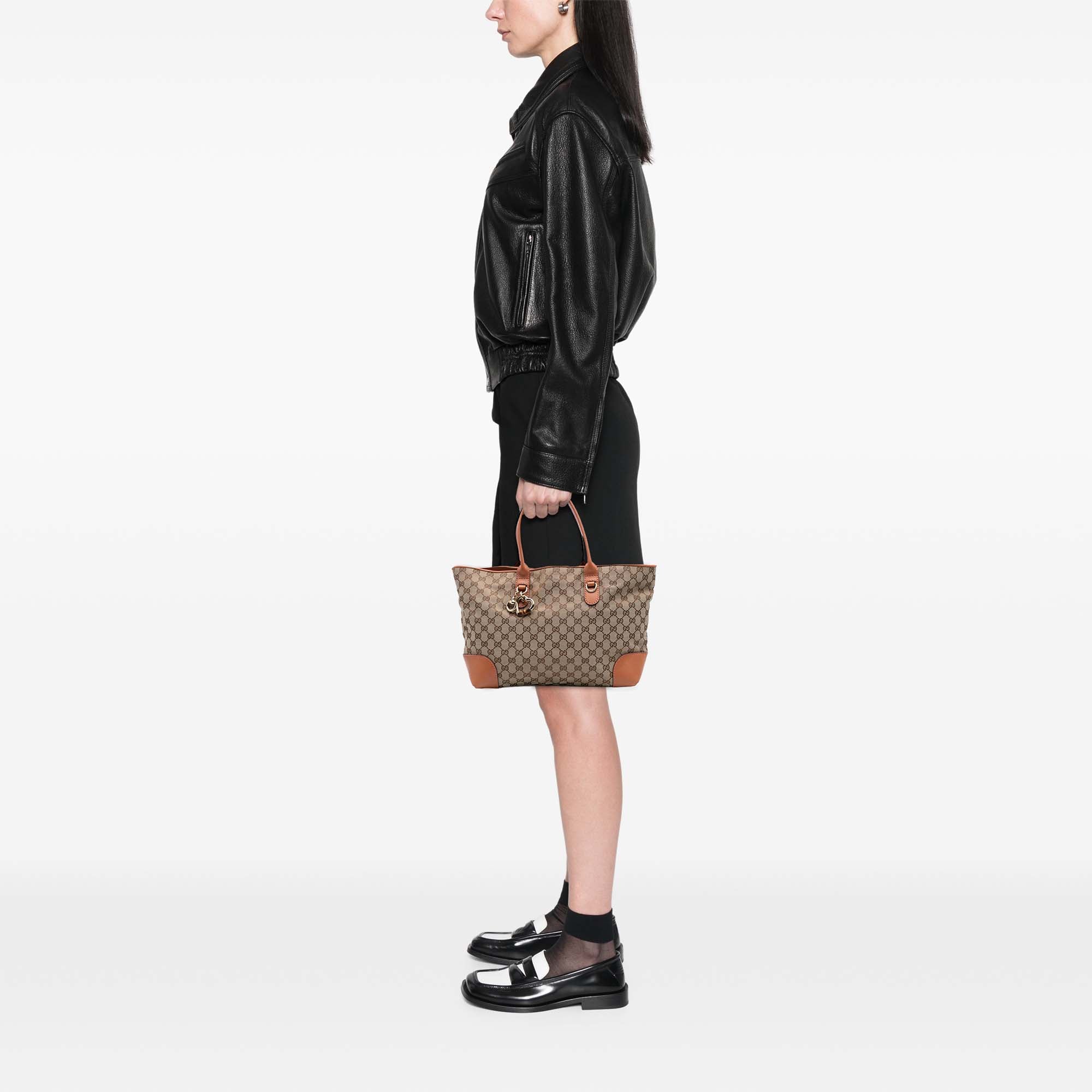 GG Canvas Heart Bit Tote