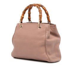 Small Calfskin Bamboo Shopper Satchel