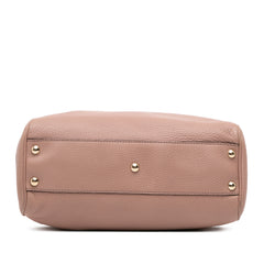 Small Calfskin Bamboo Shopper Satchel