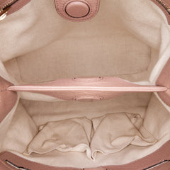 Small Calfskin Bamboo Shopper Satchel