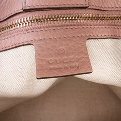 Small Calfskin Bamboo Shopper Satchel