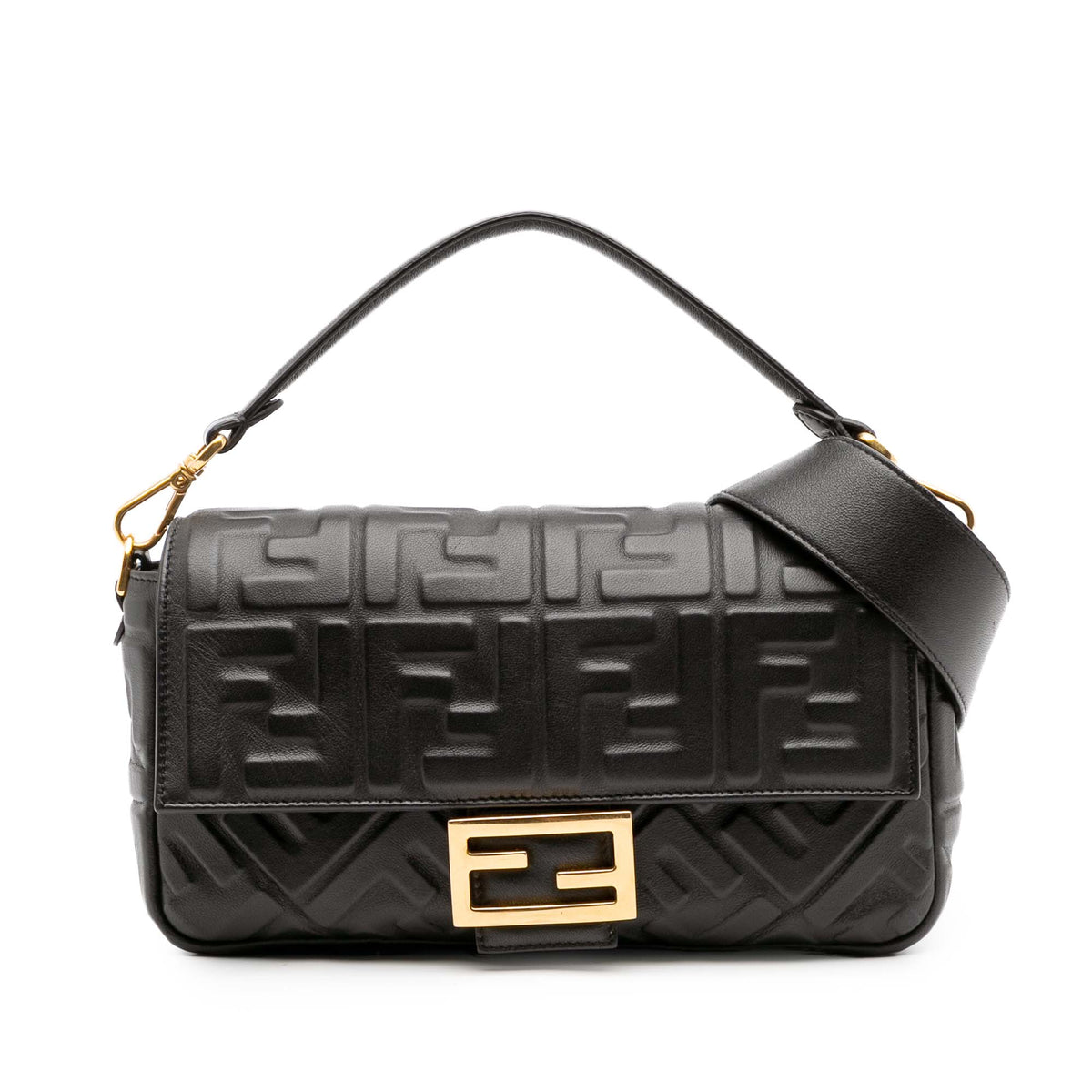 Zucca Embossed Leather Baguette Satchel