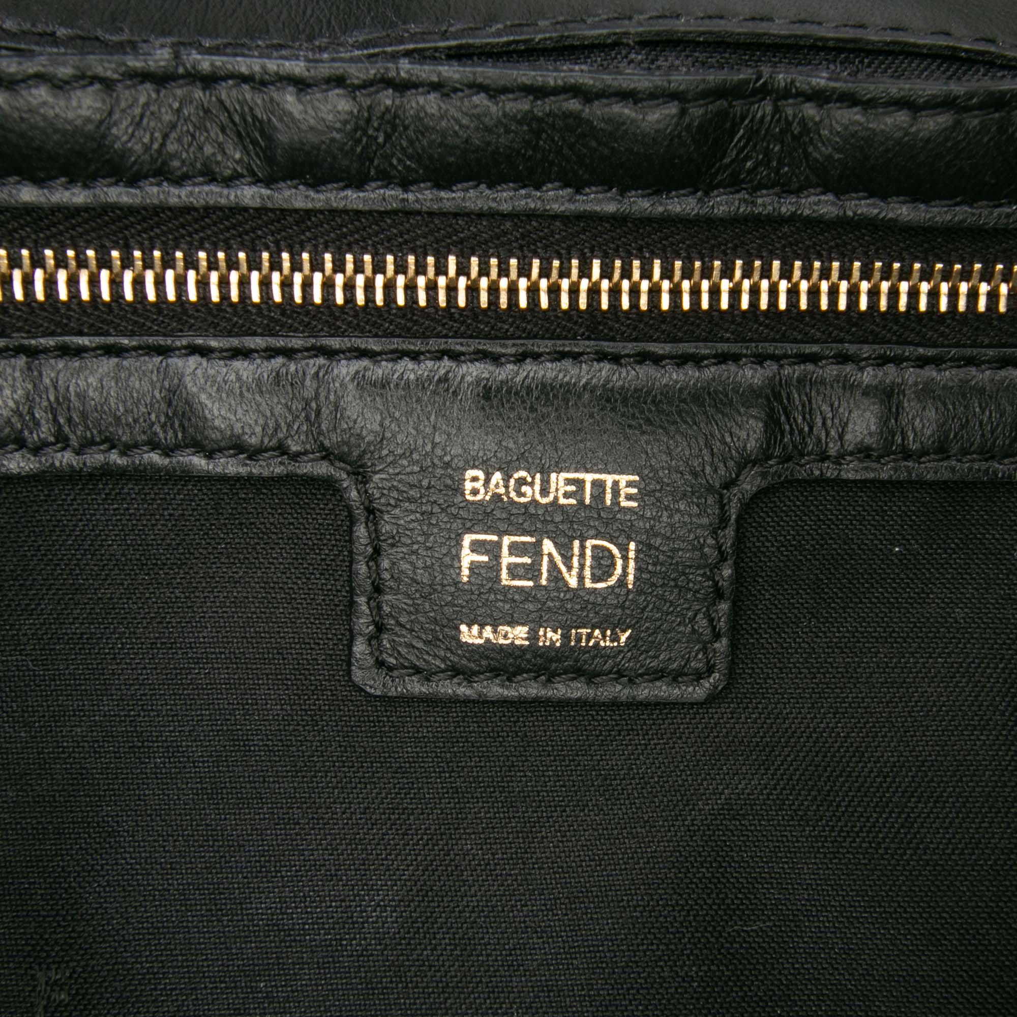 Zucca Embossed Leather Baguette Satchel