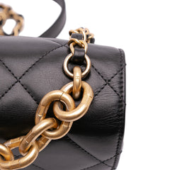 Mini CC Quilted Calfskin Round Moon Messenger Flap