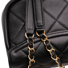 Mini CC Quilted Calfskin Round Moon Messenger Flap
