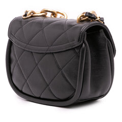 Mini CC Quilted Calfskin Round Moon Messenger Flap