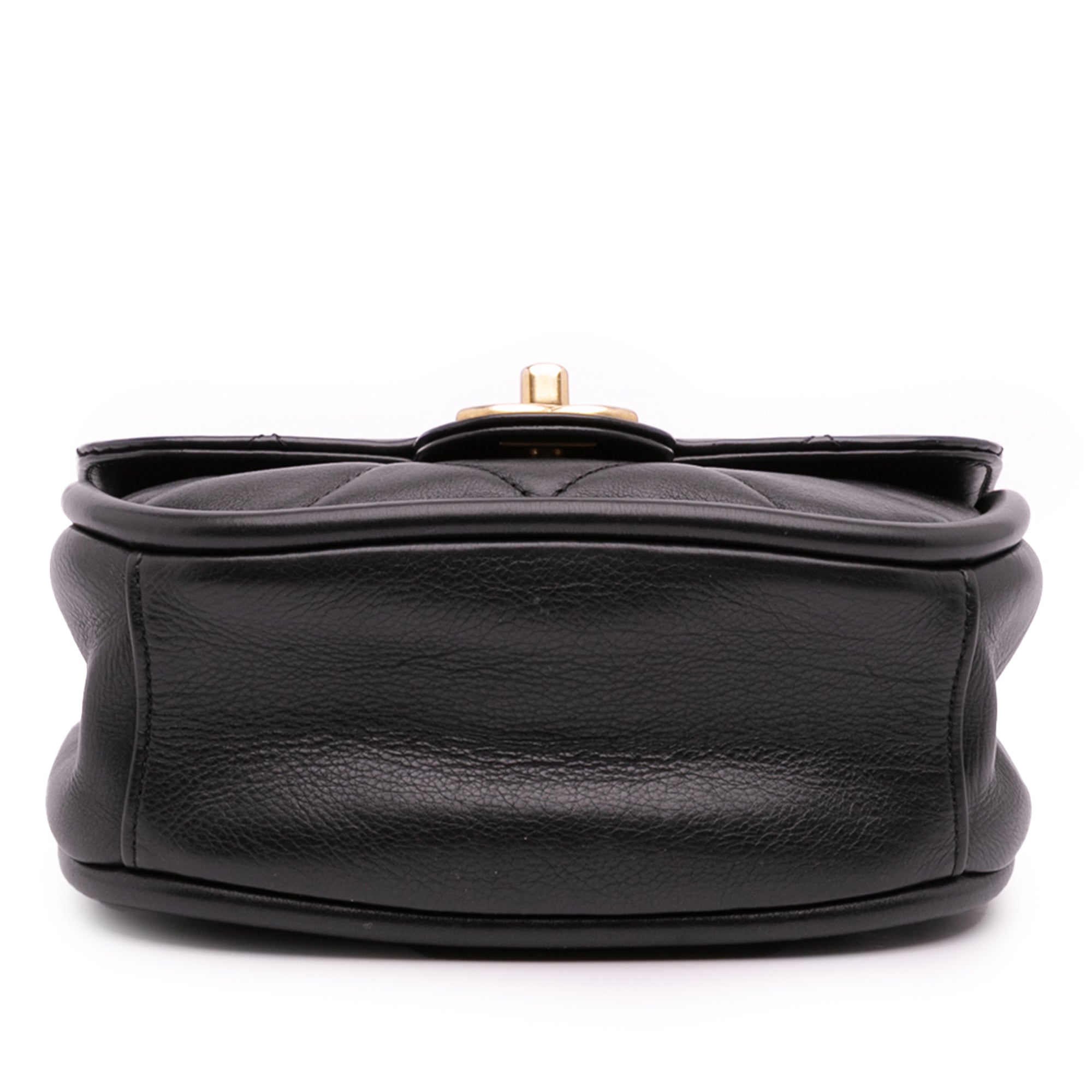 Mini CC Quilted Calfskin Round Moon Messenger Flap