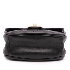 Mini CC Quilted Calfskin Round Moon Messenger Flap