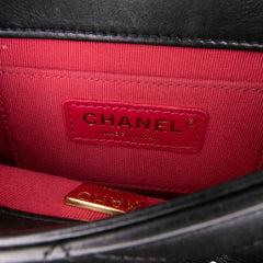 Mini CC Quilted Calfskin Round Moon Messenger Flap