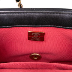Mini CC Quilted Calfskin Round Moon Messenger Flap