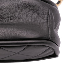 Mini CC Quilted Calfskin Round Moon Messenger Flap