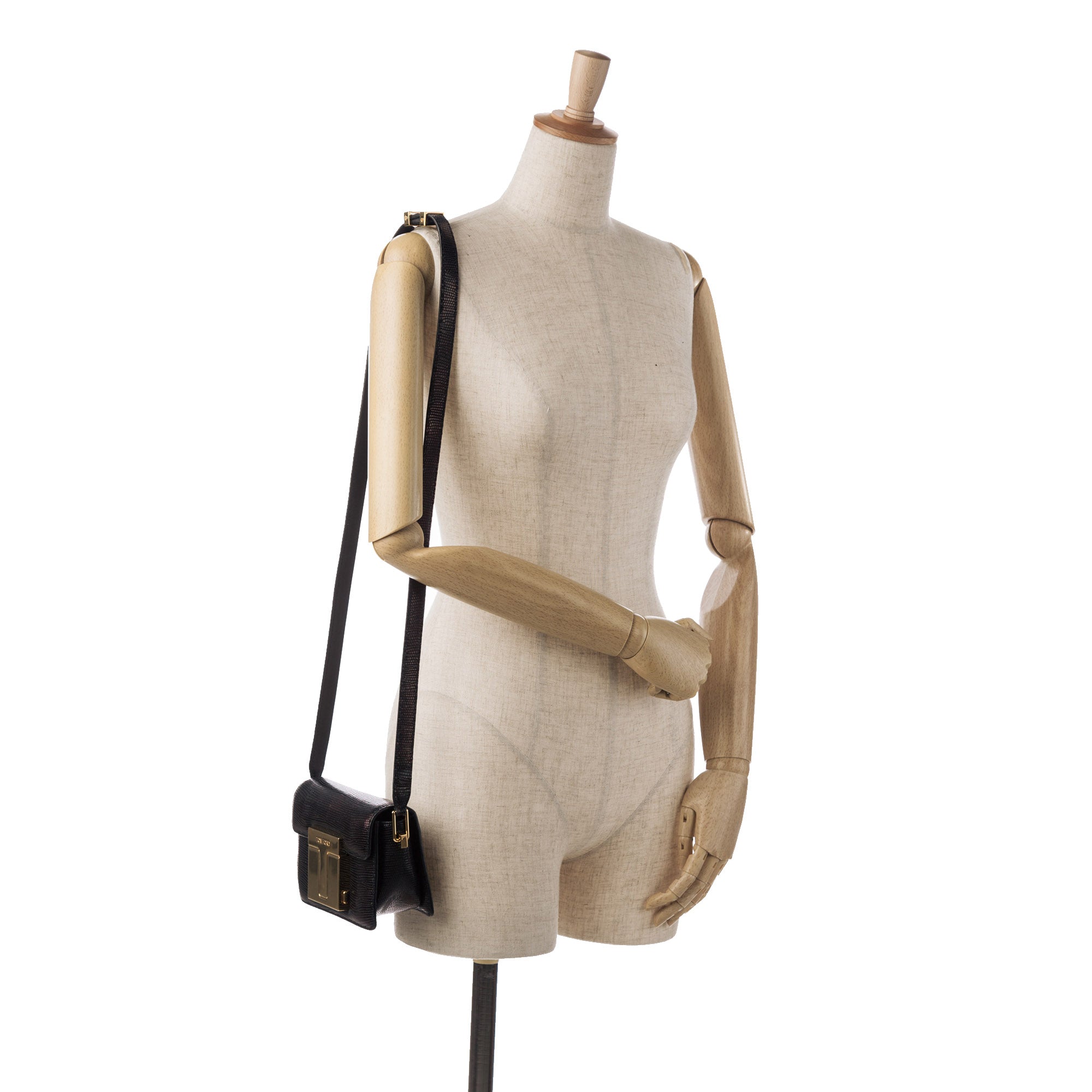 Small T-Clasp Lizard-Embossed Crossbody Bag